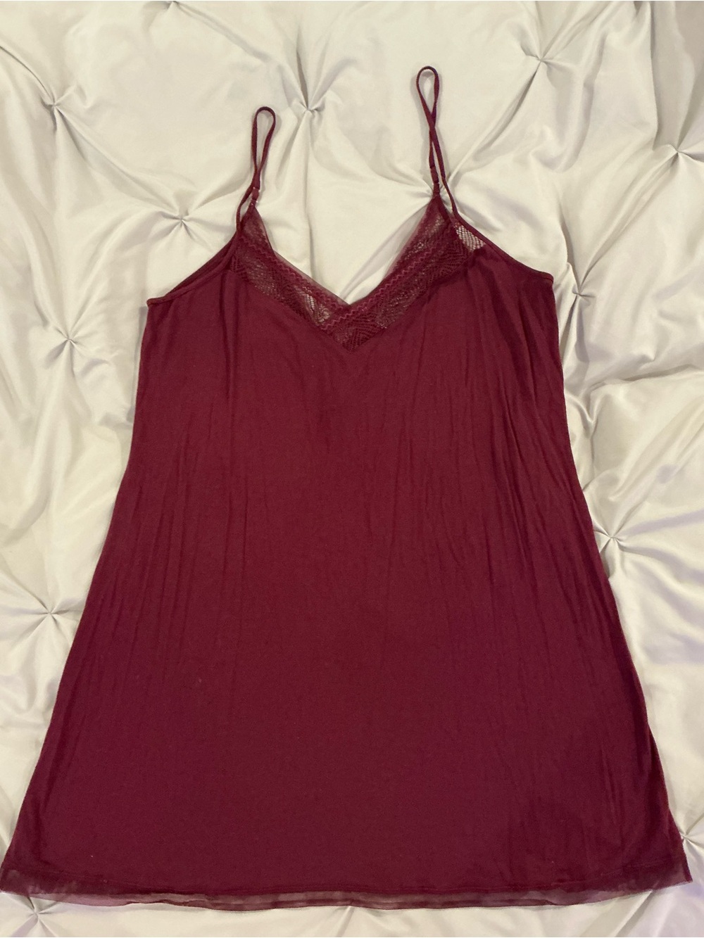 EUC Womens Victoria Secret Plum Modal Lace Nightie/Slip - Size XL